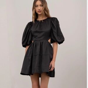 Moon River for Anthropologie Puff Sleeve Open Back Dress large